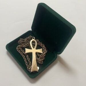 Egyptian Ankh Pendant Necklace Park Lane Large Gold Tone Cross